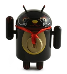 Black Safety / Protection From Evil Android Lucky Cat Series Vinyl Mini Figure Andrew Bell