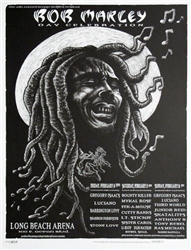 Emek Bob Marley Black And White Silkscreen Rock Concert Poster