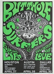 Kozik Butthole Surfers Rock Concert Handbill Poster Signed