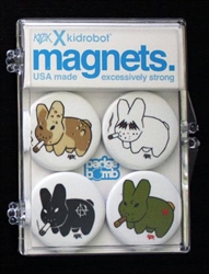 White Smorkin Labbits 4 Piece Magnet Set by Frank Kozik