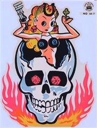 Lady Luck in Skull - Vintage Impko Decal Sticker