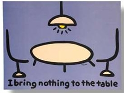 'I Bring Nothing to the Table' Signed Lithograph by Todd Goldman