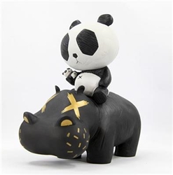 P.R.A.H. Panda Riding A Hippo (Black Edition) Designer Vinyl Toy Figure By Cacooca