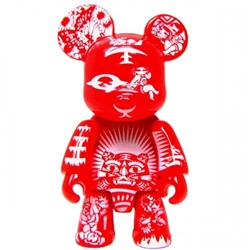 Red Paper Cuts Bear Qee Mini Figure from Toy2R