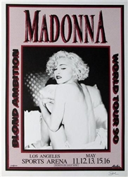 Madonna Blond Ambition World Tour Concert Poster Red Edition *Signed*