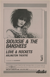 Siouxsie And The Banshees Rock Concert Poster Love And Rockets Avalon