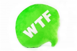 WTF Chat Bubble 13" Plush Throw Pillow by Throwboy